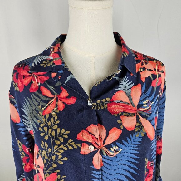 Tommy Bahama Sacred Groves Silk Camp Shirt Sz. Medium Floral Blue Tropical - Picture 6 of 11